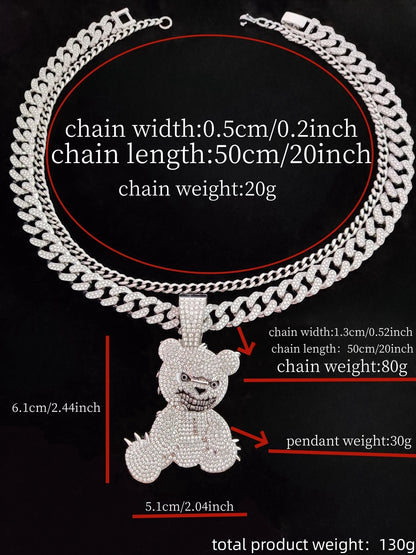 Hip Hop Bear Pendant Necklace