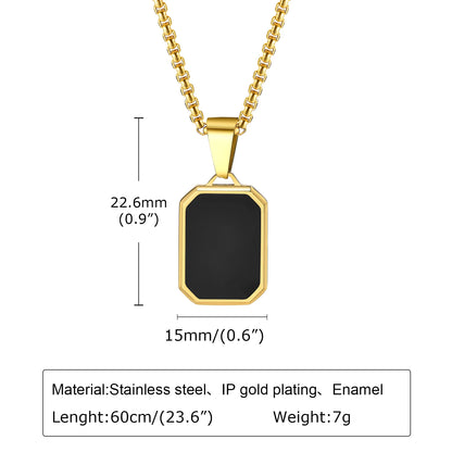 Trendy Pendant Necklaces for Men Boys,Square Natural Stone Stainless Steel Necklaces,New Hip Hop Cool Jewelry Gifts