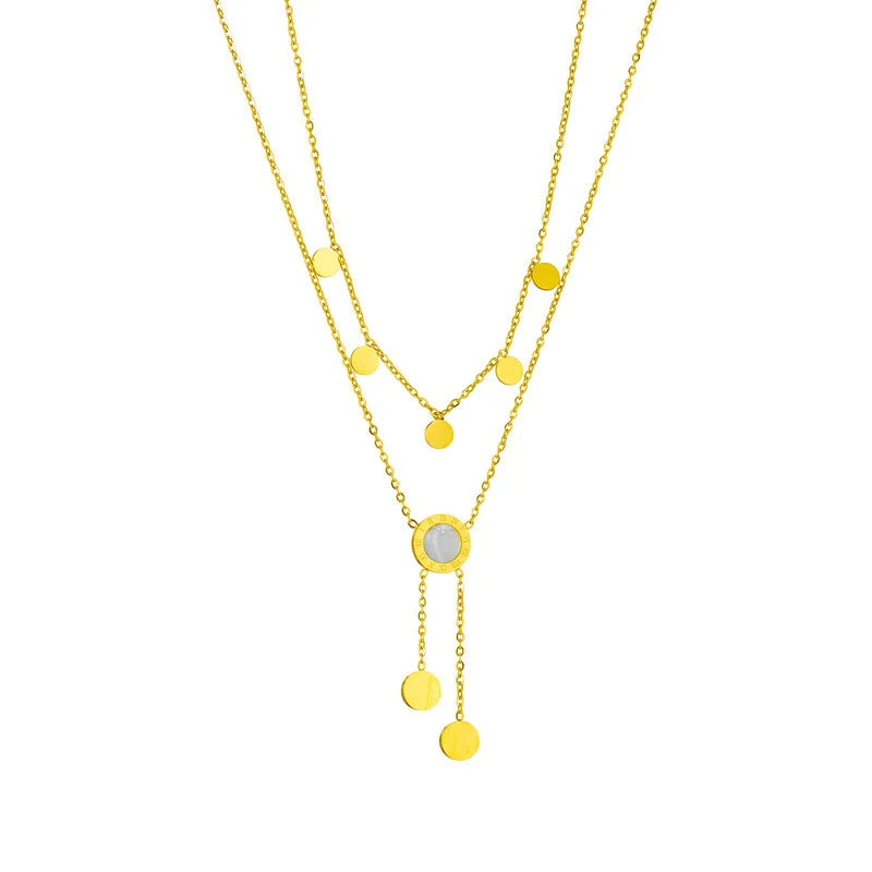 Round Roman Numeral Pendant Necklace