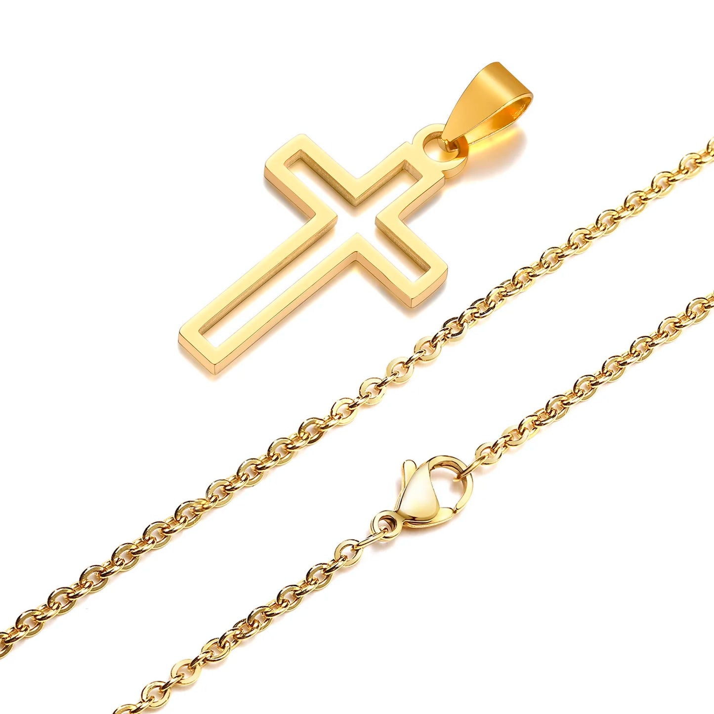 Casual Hollow Cross Pendant Necklace