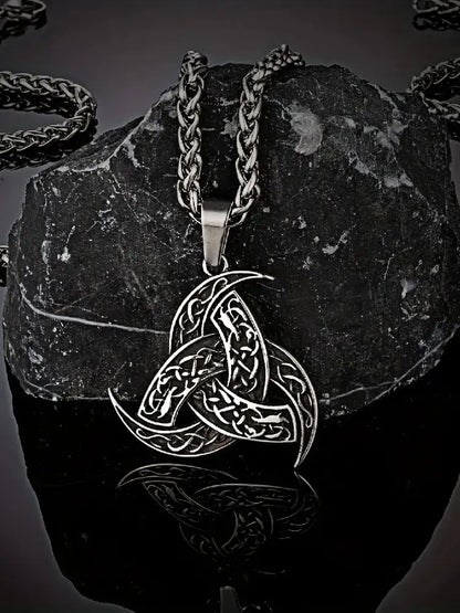 Men Celtics Knot Trinity Pendant Necklace Stainless Steel Norse Runes Slavic Icelandic Jewelry Vikings Amulet Vintage Male Gifts
