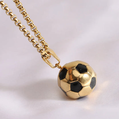 HNSP Stainless Steel Football Pendant Chain Necklace For Men Boy Jewelry Soccer Accessories Birthday Gift