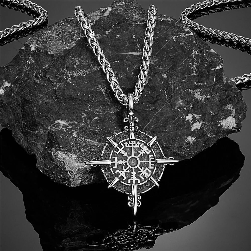 Viking Compass Rune Pendant Necklace