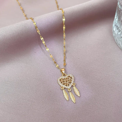 Crystal Heart Dreamcatcher Necklace