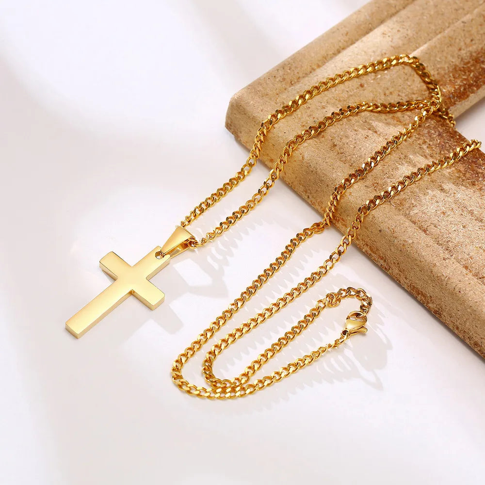 Casual Cross Pendant Necklaces for Men Boys,Waterproof Stainless Steel Pendant Necklaces,Anniversary Birthday Jewelry Gifts