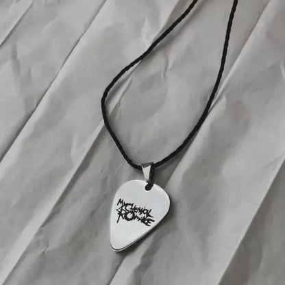 My Chemical Romance Cosplay Stainless Steel Necklace Men Women Rock Band Guitar Pick Pendant Choker Jewelry Accessories Gifts