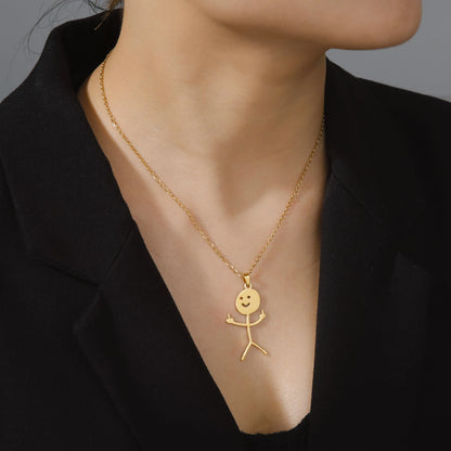 Stickman Middle Finger Pendant Necklace