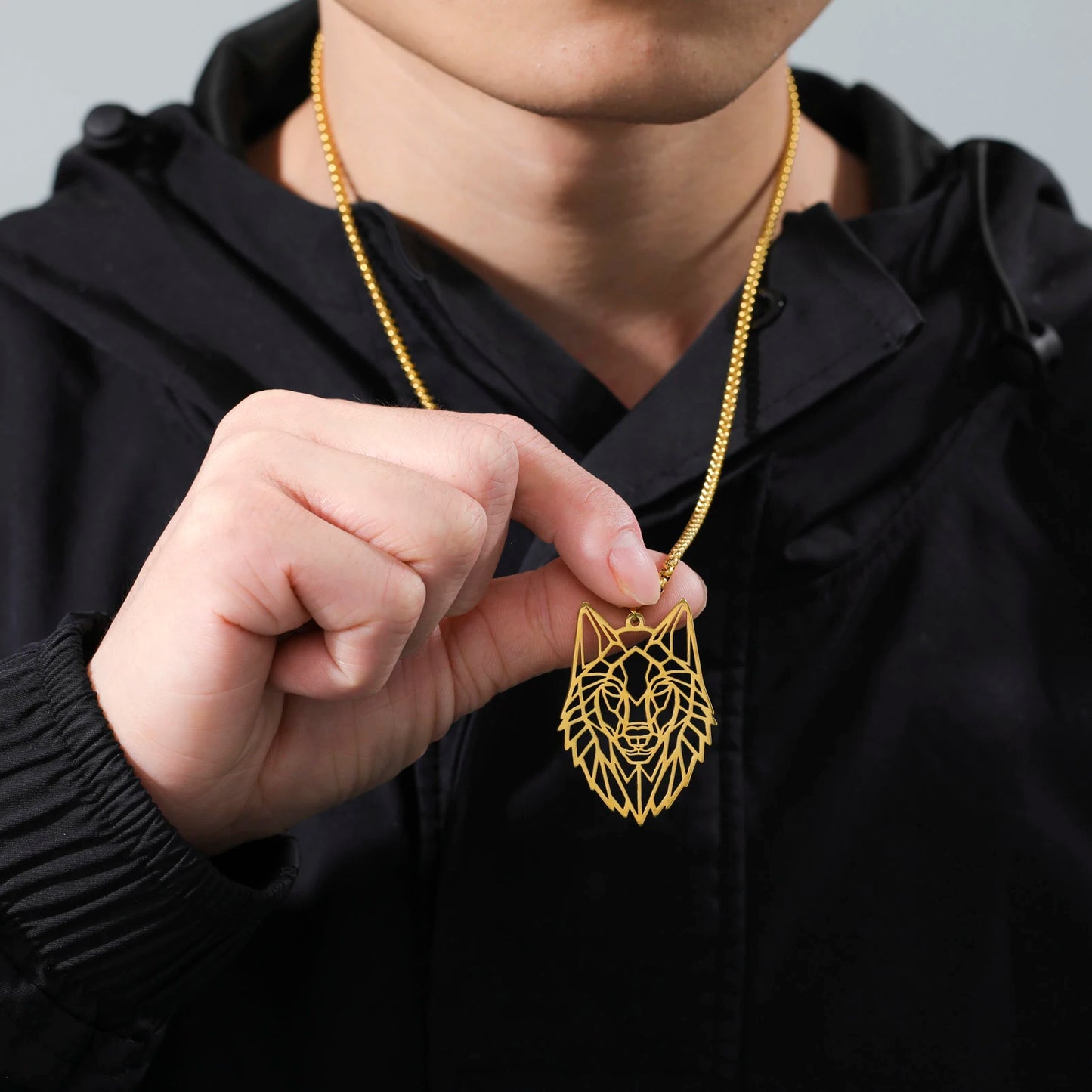 My shape Wolf Necklace for Men Women Stainless Steel Necklaces Men's chain Fashion Animal Male Necklace Punk Jewelry Boy Gifts