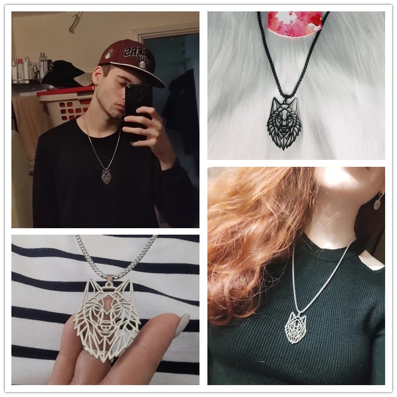 My shape Wolf Necklace for Men Women Stainless Steel Necklaces Men's chain Fashion Animal Male Necklace Punk Jewelry Boy Gifts