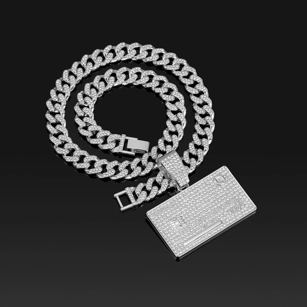 Credit Card Pendant Cuban Chain Necklace