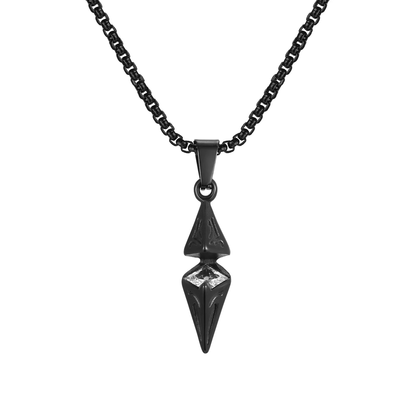 Stylish Blue Stone Necklaces for Men Women,Stainless Steel Geometric Pendant Collar,Valentine's Birthday Party Gift for Him