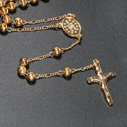 Metal Bead Rosary Necklace
