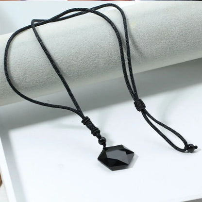 Obsidian Hexagram Pendant Necklace For Protection Natural Black Lucky Stone Star Amulet Pendants Fashion Jewelry For Men Women