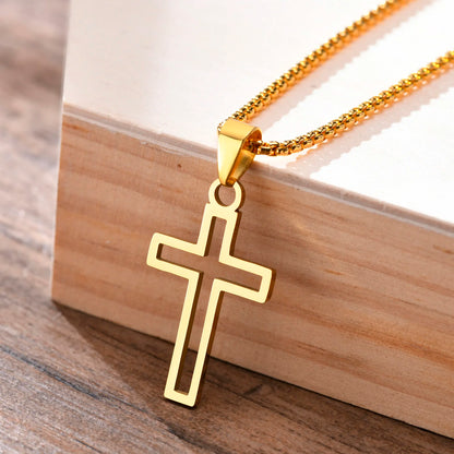 Casual Hollow Cross Pendant Necklace