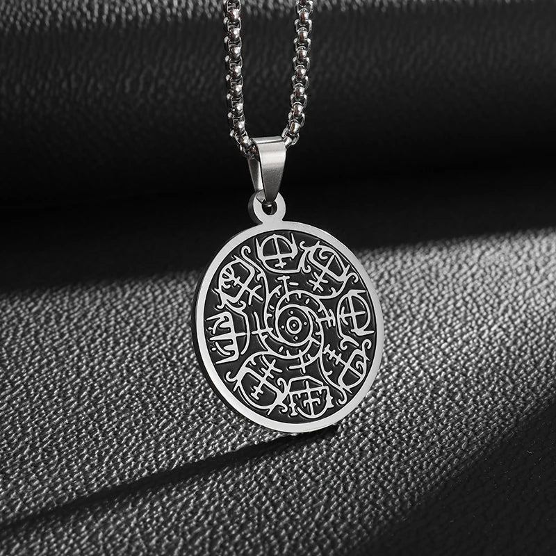 Retro Gothic Blue Evil Eye Protection Pendant Necklace for Men Boys Biker Amulets Punk Jewelry Gifts