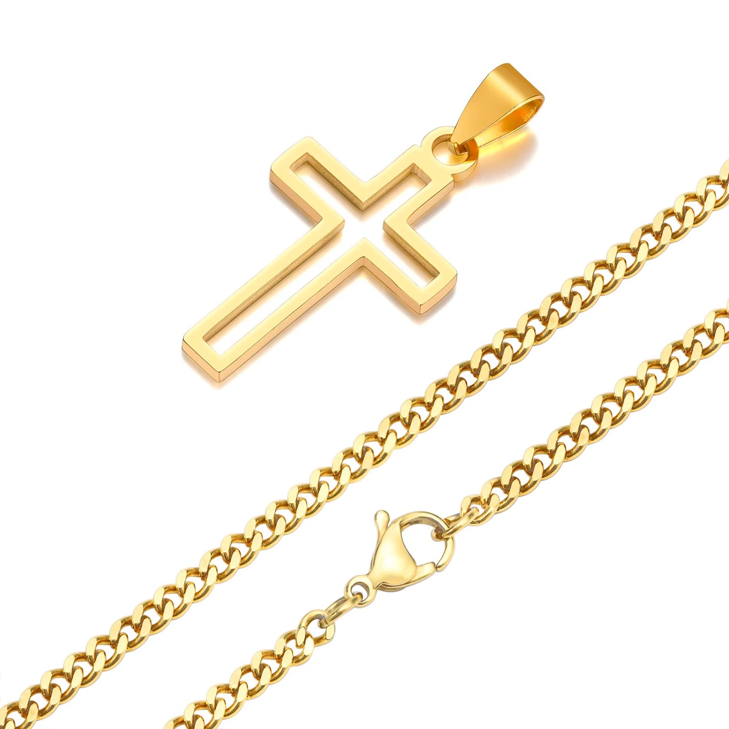 Casual Hollow Cross Pendant Necklace