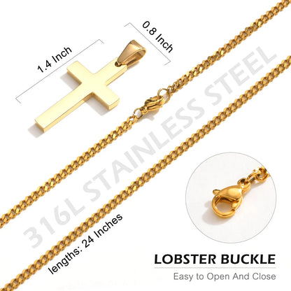 Casual Cross Pendant Necklaces for Men Boys,Waterproof Stainless Steel Pendant Necklaces,Anniversary Birthday Jewelry Gifts