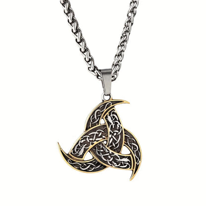 Men Celtics Knot Trinity Pendant Necklace Stainless Steel Norse Runes Slavic Icelandic Jewelry Vikings Amulet Vintage Male Gifts