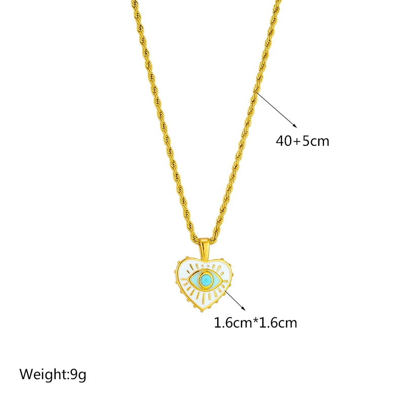 Stainless Steel Pearl Heart & Butterfly Cross Pendant Necklace